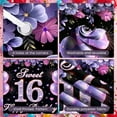 thumbnail image 3 of Purple Theme Sweet 16 Banner Glittery Design  Backdrop Balloon Decor Golden Number 16th Birthday Display for Sweet 16 Party Teen Birthday Girls' Celebration, 3 of 8