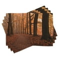 thumbnail image 1 of Ambesonne Forest Place Mats Set of 4, Fall Hiking Enchanted, Standard Size, Dark Orange Dark Brown, 1 of 6