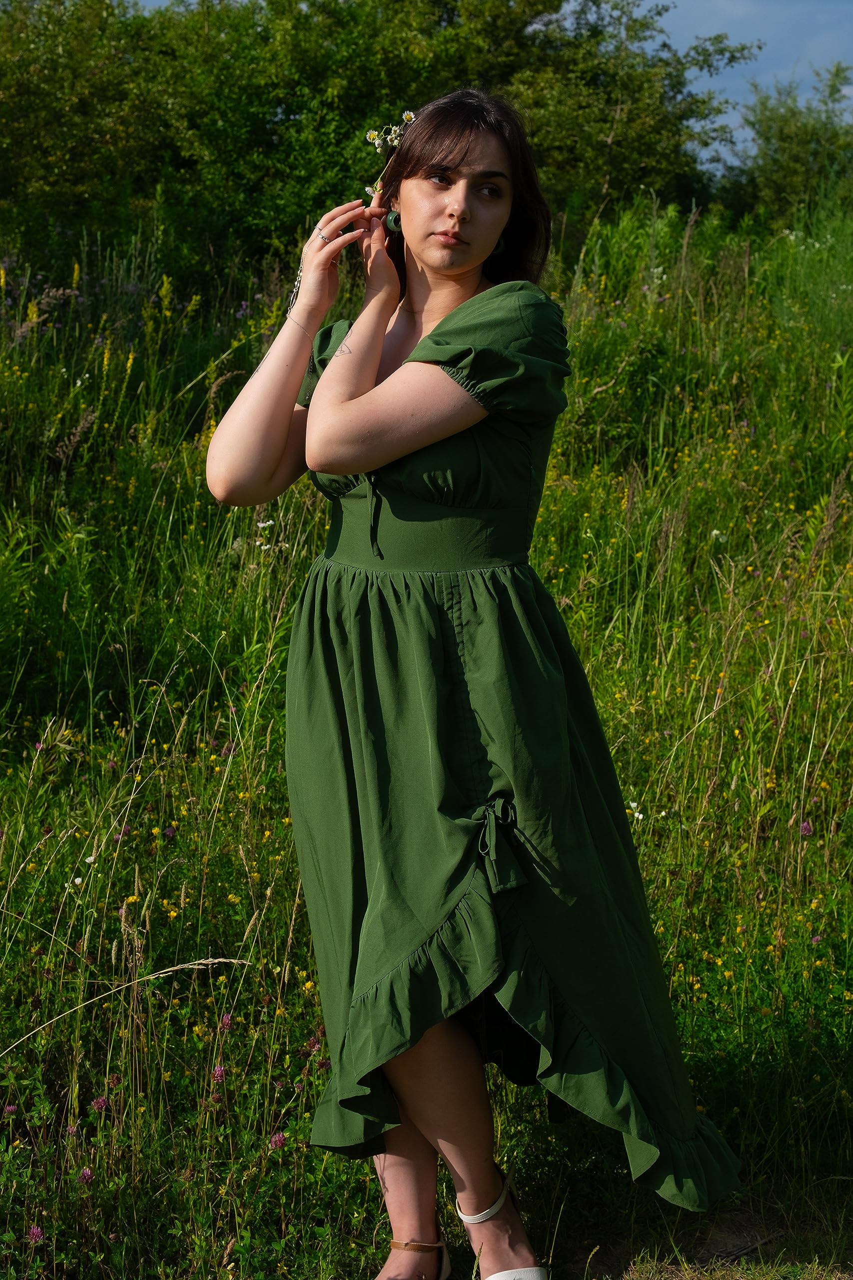cottagecore dress green Paloma Wool Enos Dress // Blue