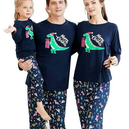 

Xingqing Christmas Falimy Matching Pajamas Set Dinosaur Tops Pants 2pcs Pjs Sleepwear Outfits Nightwear Baby-12-18 Months