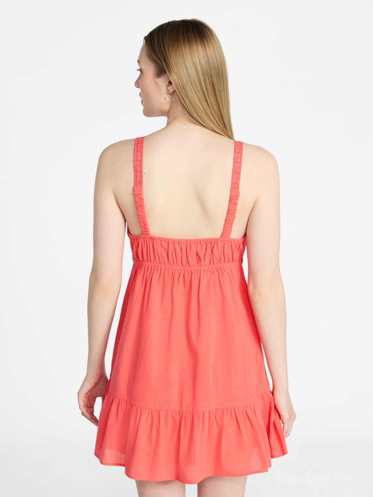 No Boundaries Lace Trim Cotton Mini Dress, Women's XXS-XXL