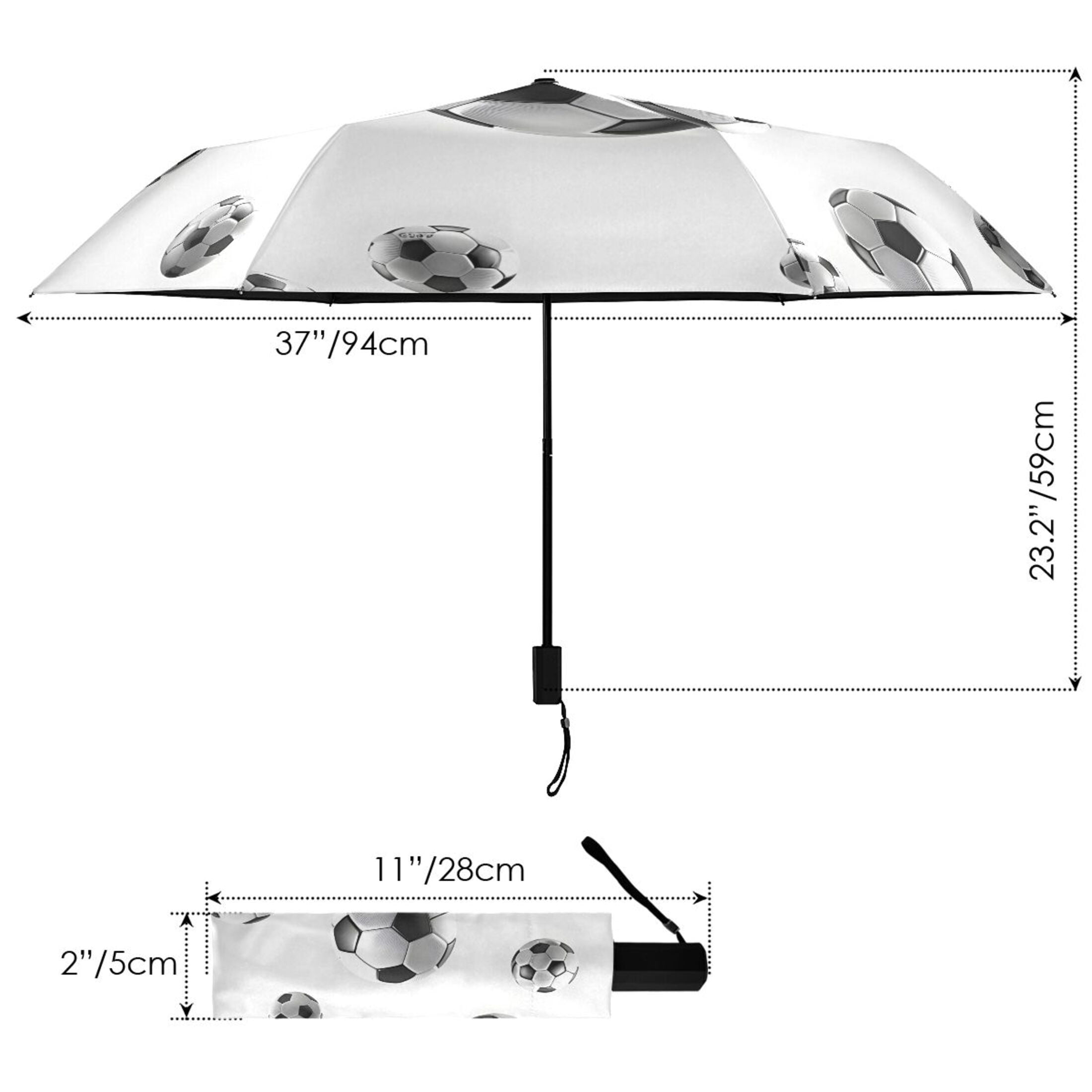 ALAZA Soccer Football UPF 50+ Compact Folding Umbrella for Rain Travel Umbrella Packable