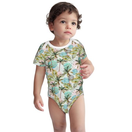 

Haiem Watercolor Palm Tree Printed Unisex-Baby Short Sleeve Onesies Bodysuits Unisex Babies Snap-Up Rompers-6 Months