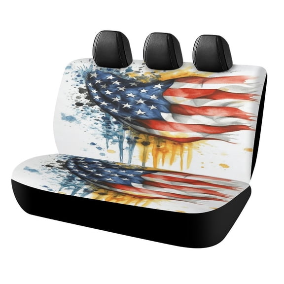4th of July Printed Universal Back Bench Car Seat Cover Pack of 2 Rear Seat Covers for for Most Cars,Trucks,SUVs Or Van