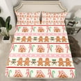 thumbnail image 2 of jejeloiu Brown Snowmen Biscuit Bed Sheets,Xmas Dessert House King Sheets,Pink Khaki Beige Sheet Set For Girl,Red White Home Decor,4pcs, 2 of 7