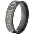 thumbnail image 2 of 6mm Flat Black Zirconium Ring with "Cowgirl Up" Laser Design, 2 of 3