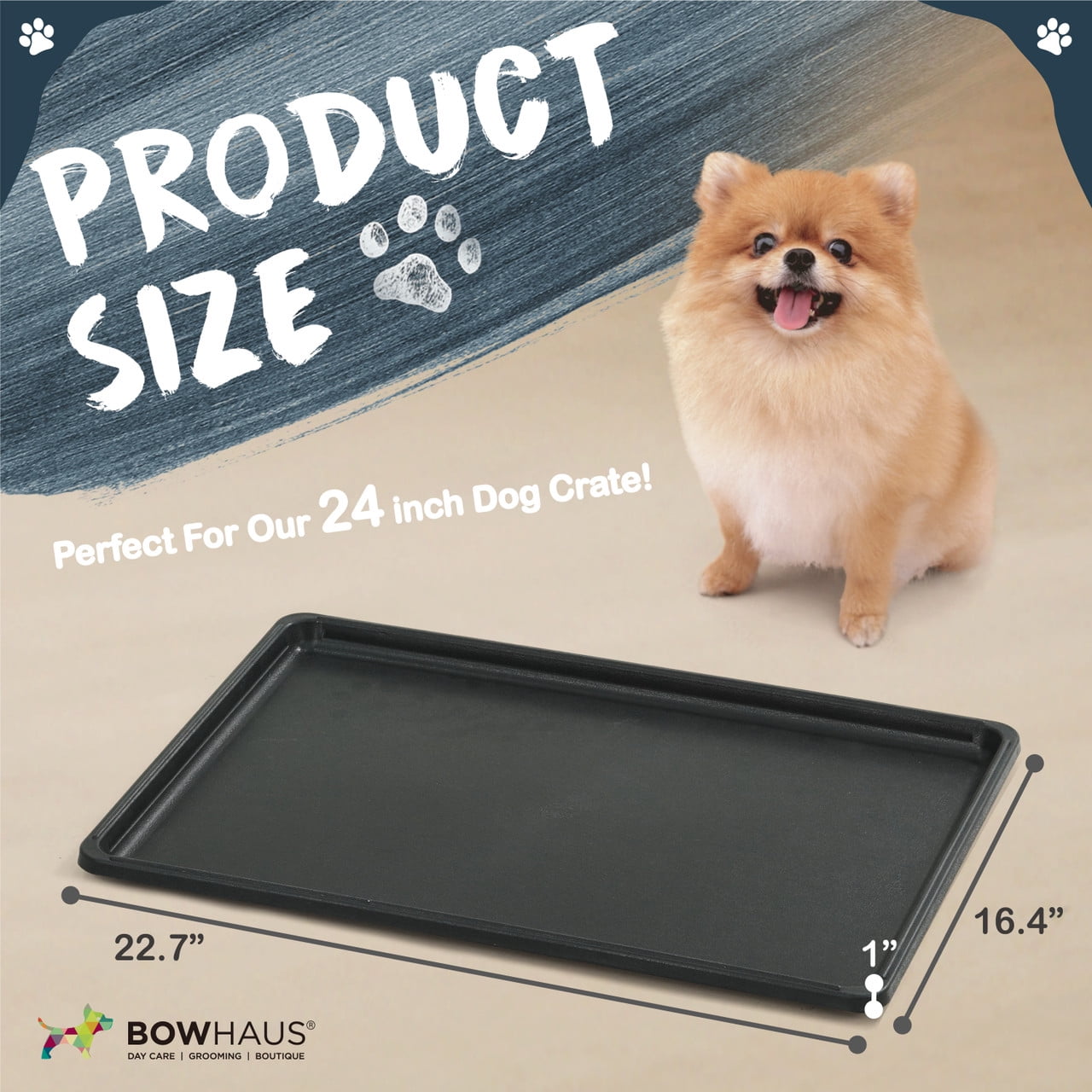 CAPHAUS 22.7" Replacement Tray for 24” Dog Crate, Durable, Multi-Purpose Plastic Bottom Pan for Pet Kennels, Easy to Clean & Install