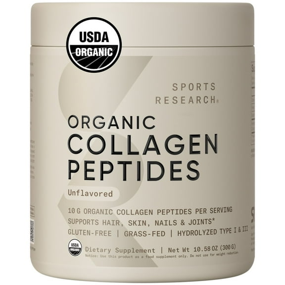 Sports Research® SR Organic Collagen Peptides Type I & III Protein from Grass-Fed Cows Unflavored (30 Servings)
