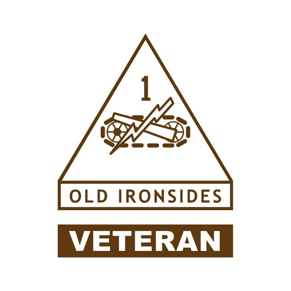 1st Armored Division Veteran Sticker Decal Die Cut - Self Adhesive Vinyl - Weatherproof - Made in USA - Many Color and Sizes - old ironsides fort bliss retired served