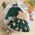 thumbnail image 5 of iiniim Infant Baby Girls Santa Claus 3pcs Christmas Outfit Set Newborn Dresses Dark Green 18-24M, 5 of 7