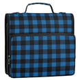 thumbnail image 2 of Haosy 3 Ring Zipper Binder with Shoulder Strap Waterproof Trapper Keeper 2 Inch D-Ring 500 Sheets Capacity, Dark Blue and Glack Gingham, 2 of 8