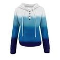 thumbnail image 4 of Womens Drawstring Hoodies with Buttons Pocket Gradient Color Trendy Casual Hooded Sweatshirt Long Sleeve Pullover (M, Blue), 4 of 6