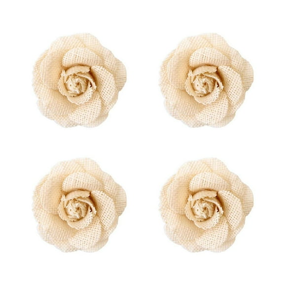4PCS Adorno de lino de decoración de flores artificiales Adorno de flor falsa para traje de fiesta de boda (Beige)