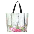 thumbnail image 1 of Balery Vintage Wood with Floral Bolsa Tote Estilo Estético con Cremalleras, Bolsa de Hombro, Bolsa de Compras Grande y Plegable, 1 of 8