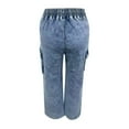 thumbnail image 7 of Womens Cargo Jeans, Audhol Jeans Women Elastic Waist Wide Leg Denim Pants with Pockets Baggy Streetwear Pants Y2K Jeans Light Blue L, 7 of 7