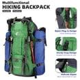 thumbnail image 3 of yeacher Lightweight 60L Hiking Backpack with Rain Cover, Expandable Design for Outdoor Adventures, Durable Water-Resistant Polyester, Multi-Compartment for Travel and Camping, Comfortable Breathable, 3 of 6