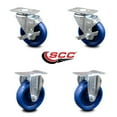 thumbnail image 2 of 4 Inch Solid Polyurethane Swivel Top Plate Caster Set with 2 Brakes 2 Rigid SCC, 2 of 2