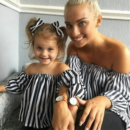

Mother and Daughter Casual Off Shoulder Tops Shirts Mommy Me Matching Set Outfit