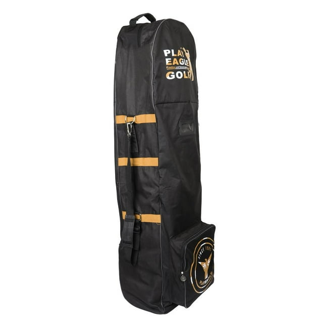 Almencla Golf Club Bag Travel Cover Heavy Protector Guard Rolling Wheels Case Gold
