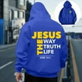 thumbnail image 2 of QHFBli Fashion Men's Hooded Sweatshirt Mens God Print Casual Hooded Sweatshirt Long Sleeve Pullover Comfortable Daily Wear Streetwear Fashion Blue M, 2 of 5