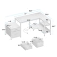 thumbnail image 2 of Casacomoda L Shaped Desk with Power Outlets, Large Computer Desk with File Drawer, Home Office Desk with Printer Stand & Storage Shelves, Corner Desk, White, 2 of 8