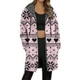thumbnail image 2 of Jacket Women Longline Jackets Christmas Print Winter Cozy Lined Full Zip Outerwear for Cold Weather Coats for Women Pink XL, 2 of 5