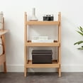 thumbnail image 3 of Ladder Bookshelf, Solid Oak Wood Standing Shelf 3-Tiers Ladder Bookshelf with Open Storage Floor Bookcase, Side Table for Bathroom, Living Room, Bedroom, Hallway, Patio, Kitchen, Natural, 3 of 7