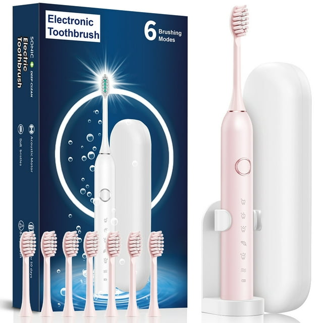 Kitchen Gadgets Toothbrush Toothbrush with 8 Brush Heads 6 Cleaning Modes Upgraded Toothbrush Longer Faster Chargin