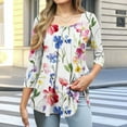 thumbnail image 2 of ZQUUVOU Women's Plus Size T-Shirt Print Floral Round Neck 3/4 Sleeve Blouse H-White (S), 2 of 6