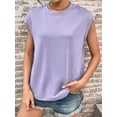 thumbnail image 4 of Inadays Womens Summer Tops 2023 Crew Neck T Shirts Cap Sleeve Blouses Summer Solid Color Basic Tops Casual Loose Fitting Tee, Purple, S, 4 of 8