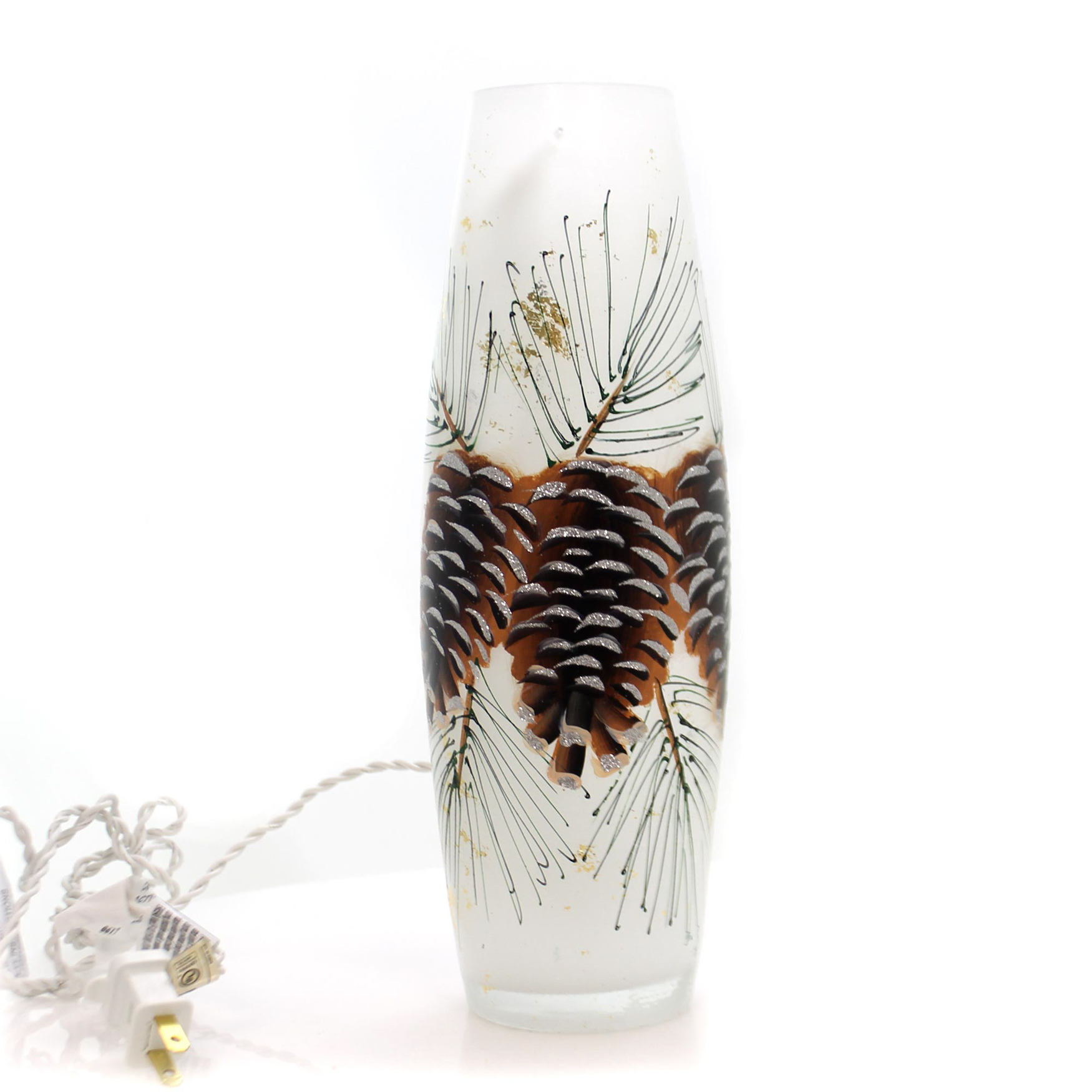 Stony Creek PINECONE LIGHTED TALL VASE Glass Winter