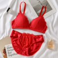 thumbnail image 3 of Conjunto de lencería de encaje multicolor para mujer, sujetador suave y bragas, ropa interior Sexy de moda, sin aros, Floral, Copa 3/4, 3 of 5