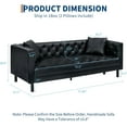 thumbnail image 3 of GAOMON 78" Chesterfield PU Leather Sofa, Handmade Button Tufted 3-Seater Couch with Deep Seat & 2 Pillows, Rolled Arms, for Living Room, Apartment, Black, 3 of 7