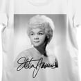 thumbnail image 2 of Etta James Black and White Photo with Signature Women's White Short Sleeve Crew Neck Tee-Small, 2 of 3