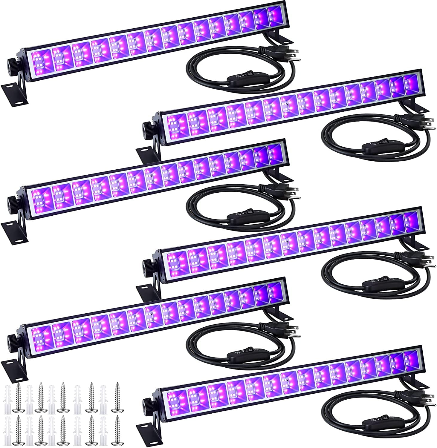 KESHENGDA 6 Pack 24W LED Black Lights Bar Blacklight Flood Light with