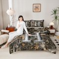 thumbnail image 4 of Castle Fairy Letter Monogrammed H Bedding Comforter Set 2pcs Female Men Women,Abstract Woodland Animal Deer Twin Comforter Sets Microfiber,Botanical Tree Branches Leaves Breathable Bedding Set, 4 of 8