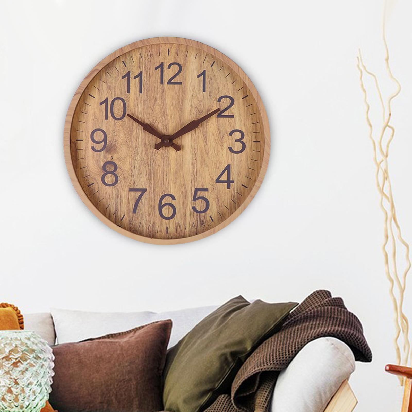 Wood 12"""" Wall Clock Minimalism Round Dinner Decor Ornament Natural Wood