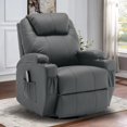 thumbnail image 1 of Lnsenfin Manual Swivel Rocker Recliner Chair with Massage Faux Leather for Living Room,Grey, 1 of 7