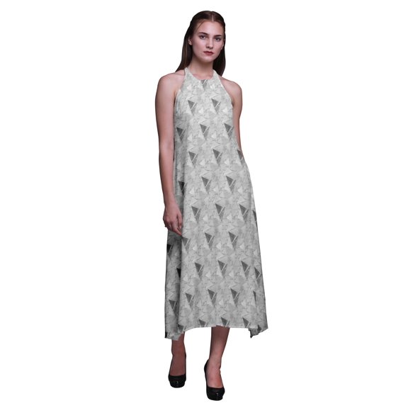 Bimba Geometric Women Backless Halter Neck Beachwear Summer Evening Party Dress-X-Large