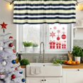 thumbnail image 6 of Yellow Navy Blue Striped Valances for Windows, Decorative Rod Pocket Window Valance Curtains, Neutral Minimalist Lines Short Curtain Drapes for Kitchen/Bathroom/Living Room, 2 Panels, 42" W x 18" L, 6 of 8