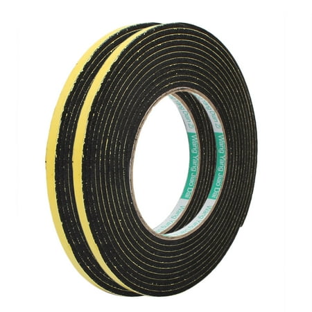 2pcs 4M 6mm x 3mm Single-side Adhesive Shockproof Sponge Tape Yellow Black