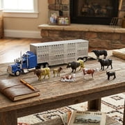 New Ray Free-Wheeling Semi Truck and Trailer with 1:43 Livestock Playset - with - Ages 8 Years and up