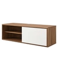 thumbnail image 1 of Media TV Stand Console Table, Wood, Brown Walnut White, Modern Contemporary Urban Design, Living Lounge Room Hotel Lobby Hospitality, 1 of 8