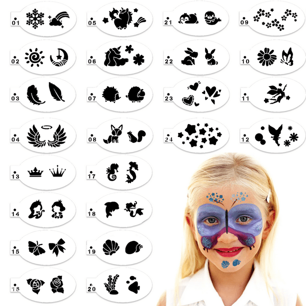 10 Plantillas Reutilizables Para Pintura Facial – Stencils De Maquillaje Para Niños Y Adultos, Ideales Para Halloween, Fiestas Y Carnaval