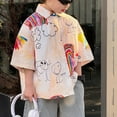 thumbnail image 3 of Hiijoy Big Boys Graphic Short Sleeve Shirt Doodle Print Button Down Shirt, White, 3 of 8