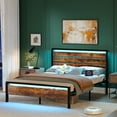 thumbnail image 2 of Ktaxon Full Size Bed Frame with LED Headboard & Footboard, Metal Platform Bed with Charging Station, Rustic Brown, 2 of 11