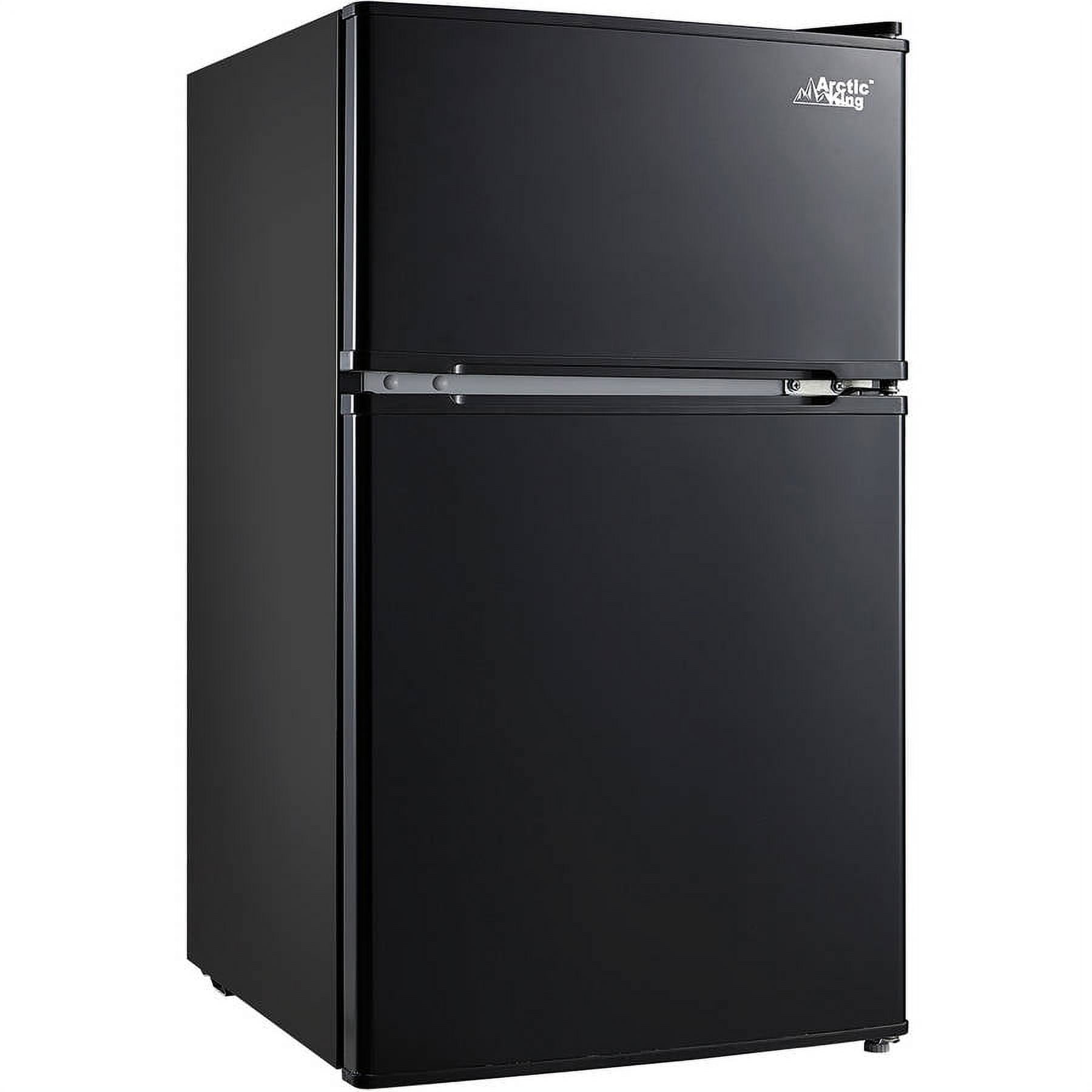 Arctic King 3.2 Cu ft Two Door Mini Fridge with Freezer, Black, E-Star, ARM32D5ABB