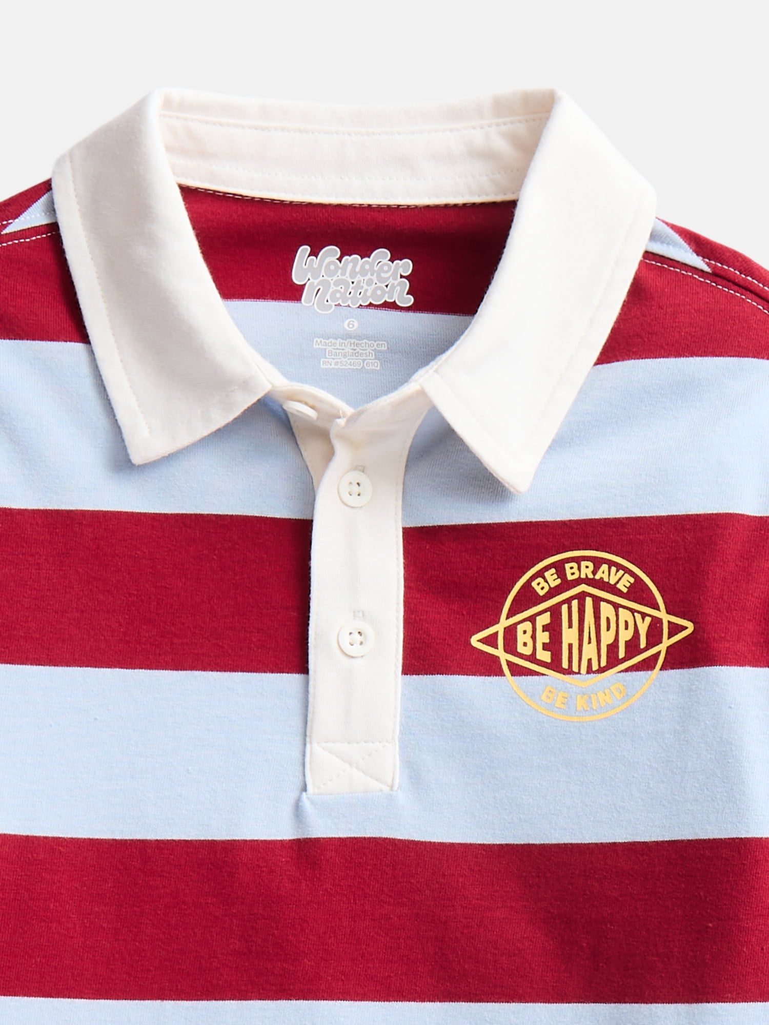 Wonder Nation Little Boys' Rugby Polo with Short Sleeves, Sizes 4-10