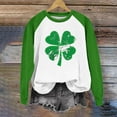 thumbnail image 2 of St Patricks Day Sweatshirt Women Green Long Sleeve Shirts Shamrock Crewneck Sweatshirt Color Block Raglan Tops Cute St Patricks Day Shirt Women, 2 of 5