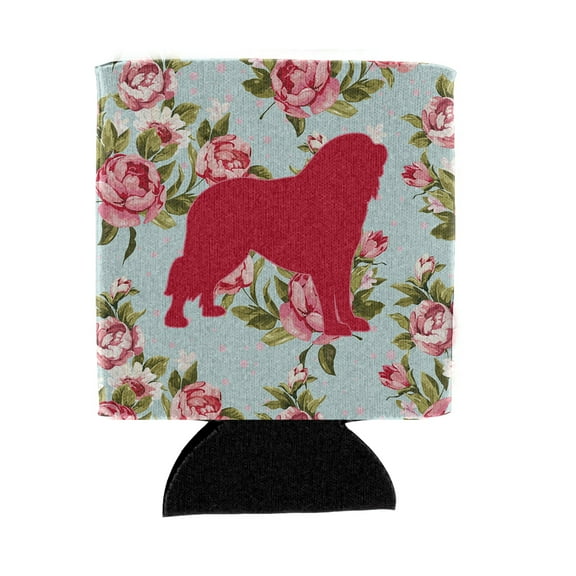 Tibetial Mastiff Shabby Chic Blue Roses Can or Bottle Beverage Insulator Hugger BB1077